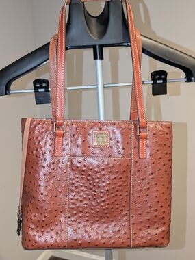 Dooney & Bourke Cognac Ostrich-Embossed Leather Tote